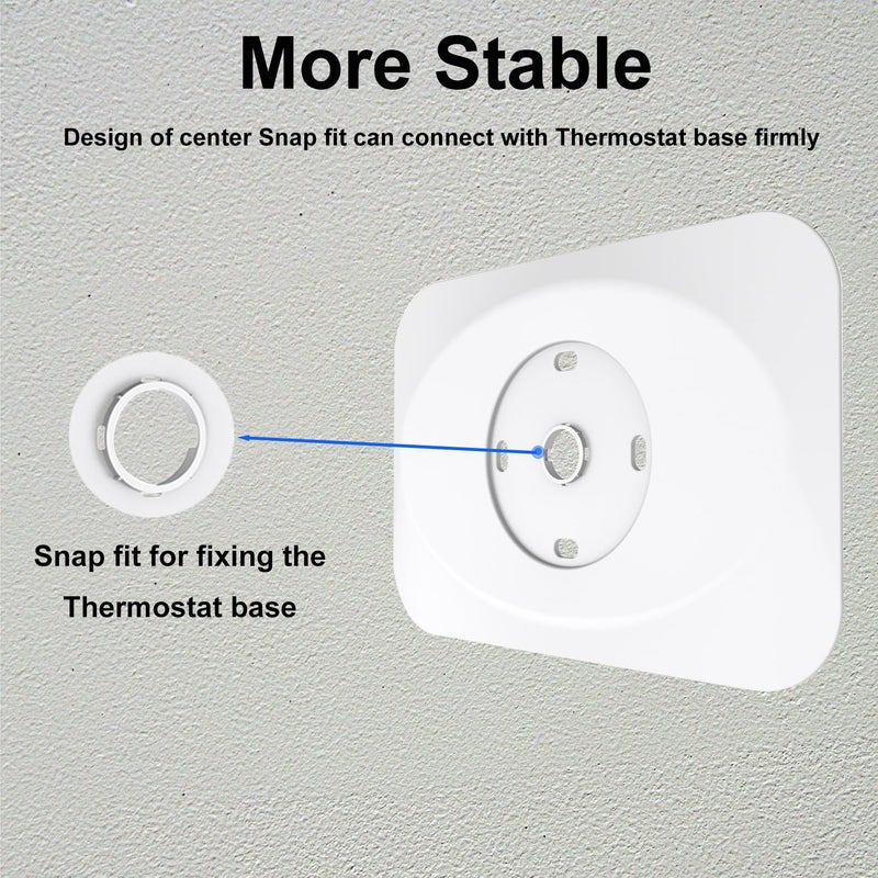 BAOKZZOM Nest Thermostat Wall Plate Cover Compatible with Google Nest Learning Thermostat (4th Gen)  Practical Nest Learning Thermostat 4 Trim Kit Accessory  Snap fit Design (White  1 Pack) - Image 3